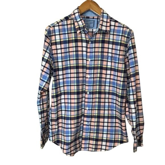 Saddlebred Vintage Oxford Men's Pink Blue Plaid Shirt M Long Sleeve Button Up - Picture 1 of 7